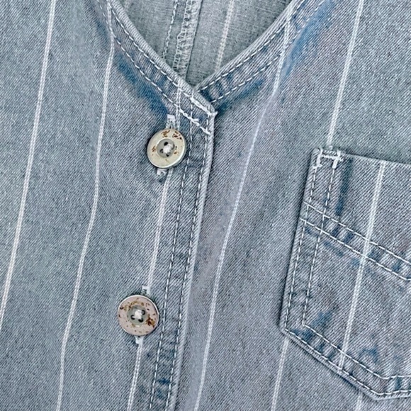 ๐บ RVCA Trail It Vertical Striped Vintage Washed Denim Dress Size S - Picture 8 of 15